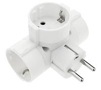 BeMatik - Multiplicador de clavija enchufe schuko triple de color blanco con ángulo