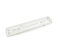 BeMatik Pantalla estanca para Tubo LED 2 x 600 mm con conexión en un Extremo IP65 T8 G13 (NP44), Transparente