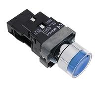 BeMatik - Pulsador de Enganche 22mm 400V 10A con Bloqueo y luz LED Azul