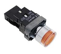 BeMatik - Pulsador de enganche 22mm 400V 10A con bloqueo y luz LED naranja