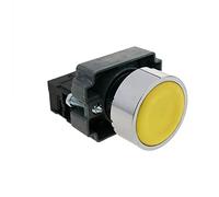 BeMatik - Pulsador momentáneo 22mm 1NC 400V 10A Normal Cerrado Amarillo