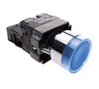 BeMatik - Pulsador momentáneo 22mm 1NC 400V 10A Normal Cerrado con luz LED Azul