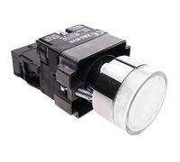 BeMatik - Pulsador momentáneo 22mm 1NC 400V 10A normal cerrado con luz LED blanco