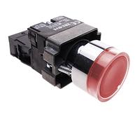 BeMatik - Pulsador momentáneo 22mm 1NC 400V 10A normal cerrado con luz LED rojo