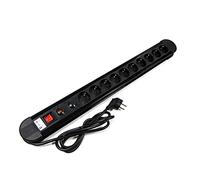 BeMatik - Regleta de enchufes 10 schuko con Interruptor y protección sobretensiones Negro (1.5m Cable)