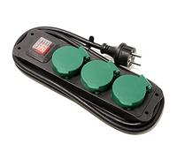 BeMatik - Regleta de enchufes IP44 para Exterior 3 schuko 16A 250V con Interruptor y Cable de 1.5m
