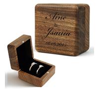 Bemaystar Caja de Anillos de Madera Personalizada - Regalo para Novia, Esposa y Pareja - Caja Portaanillos Grabable para Bodas, Aniversarios, Cumpleaños - Ideal para Proposición de Matrimonio