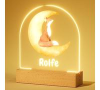 Bemaystar Lampara Personalizada con Nombre - Luz de Noche de Zorro, Regalos para Bebes Recien Nacidos, Regalo Bebe Personalizado, Regalo Bautizo Niño, Lampara Bebe Personalizada