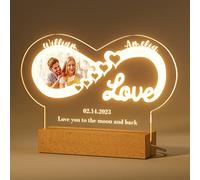 Bemaystar Lámpara Personalizada Infinito Regalos para Parejas - Lampara Personalizada con Tu Foto Nombre Texto Fecha - Regalos Originales, Regalos San Valentin, Aniversario Regalos