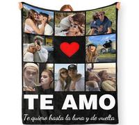 Bemaystar Manta Personalizada con Foto y Texto - Mantas Personalizadas para Mujer Hombre y Parejas Regalos Personalizados para San Valentín Aniversarios de Matrimonio Aniversarios - 8 Fotos