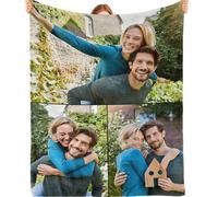 Bemaystar Manta Personalizada-Regalos Personalizados con Foto, Manta Sofa y Cama, Regalos Originales para Mujer, Hombre, Regalo Aniversario, Cumpleaños, San Valentín, Navidad(3 Fotos)