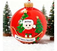 Bemaystar Mi Primera Navidad Bebé Personalizada 2025 - Bola de Navidad de Resina, Colgante de Árbol de Navidad Hecho a Mano como Regalo de Decoración para Recién Nacidos