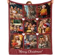 Bemaystar Personalised Christmas Blanket with 9 Photos - Personalised for Women,Men,Mum, Soft and Cozy Custom Blanket