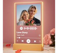 Bemaystar Placa Spotify Personalizada con Luz - Regalos Personalizados con Foto Pareja Lámpara Personalizada Marco de Fotos con Canción Regalo Aniversario Novia Novios