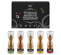 Bembo - Sustitutos de la Sal - Mezcla de Especias Sin Sal - 5 Sabores para Pasta, Arroz, Pescado, Ensaladas, Carne, Salsas y Condimentos - Con Molinillo Integrado