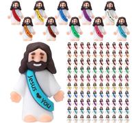 Bememo 100 figuras de Jesús pequeño Jesús con diseño original de bolsillo de goma para esconderse y buscar regalos de Pascua de fiesta religiosa del domingo (color vibrante)
