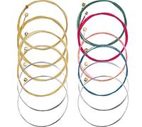 Bememo - 2 juegos de 6 cuerdas de repuesto de acero para guitarra acústica (1 juego amarillo y 1 juego multicolor)