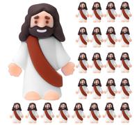 Bememo 25 figuras de Jesús pequeño diseño original mini figuras de goma para esconder y buscar regalos de fiesta religiosa para bautismo de domingo (marrón)