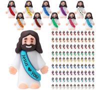 Bememo 300 mini figuras de Jesús, figuras de acción de Jesús, juguetes de goma de Jesús, multicolor para esconder y buscar a Jesús te amo para regalos de fiesta religiosa, regalo de huevos de Pascua,