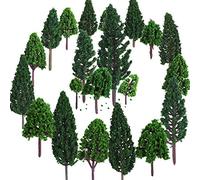 Bememo Árboles en Miniatura de 3 a 16 cm, 22 Unidades, Mezcla de árboles para escenarios de ferrocarril, Trenes, dioramas, Arquitectura y paisajismo para Manualidades, Color Verde Natural