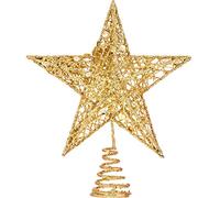 Bememo Decoración para árbol de Navidad de 8 Pulgadas (20.32 cm), diseño de Estrella para decoración de árbol de Navidad (Dorado)