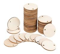 Bememo Etiquetas circulares de madera para tablero de cumpleaños con 2 agujeros para tablero de cumpleaños, tablero de tareas de bricolaje, 1.5 pulgadas (200 piezas)