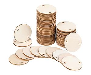 Bememo Etiquetas circulares de madera para tablero de cumpleaños con 2 agujeros para tablero de cumpleaños, tablero de tareas de bricolaje, 1.5 pulgadas (200 piezas)