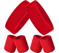 Bememo Juego de Muñequeras, Incluye Diadema Deportiva y Muñequera de Pulsera de Algodón Colorida Banda de Sudor para Hombres y Mujeres (Granate, 6 Piezas)