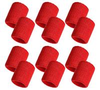 Bememo Paquete de 12 Bandas Deportivas de algodón para Hombres y Mujeres, Buenas para Tenis, Baloncesto, Correr, Gimnasio, Entrenamiento (Rojo)