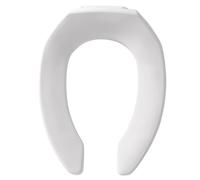 Bemis 000 M1955C-000 1955CT - Asiento de inodoro comercial resistente con frente abierto que nunca afloja ni reduce las llamadas de respaldo, plástico, blanco, alargado