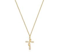 Bemoly Collares de cruz para mujer, chapados en oro de 14 quilates, delicado colgante de cruz, collar de fe con incrustaciones de circonita cúbica, joyería de moda para mujeres y niñas, Zirconia