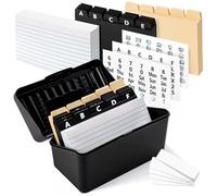Bemonew 1 Juego de caja de recetas con tarjetas y divisores, caja, pegatinas y etiquetas Portatarjetas Tarjetas de índice fáciles de usar para recetas caseras didácticas Dirección Suministros de ofi