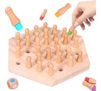Bemonew Ajedrez con Memoria, Juego de ajedrez con Memoria de Madera, Juego de combinación para niños con Piezas de Madera Natural, combinación para estimular el Cerebro en Familia