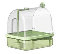 Bemonew Baño automático para pájaros para interiores, loro transparente con accesorios de jaula de agua filtrada circulante, color verde