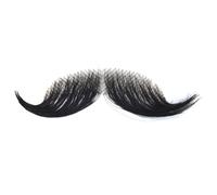 Bemonew Bigote adhesivo hecho a mano, disfraz de cabello humano bigote realista invisible encaje facial para hombres, disfraz de fiesta de rol, color negro