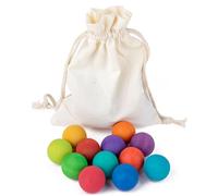 Bemonew Bolas de Madera arcoíris de 12 Piezas Juguetes educativos Montessori de Bolas de Madera para niños pequeños de 3 años en adelante Juegos de emparejamiento para Aprender a clasificar Colores.