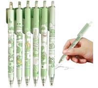 Bemonew Bolígrafo de 6 piezas con bolígrafos de tinta de plástico lindos retráctiles de 0, 5 mm con patrón de rana bolígrafos lindos de escritura suave con recambios reemplazables para estudiantes