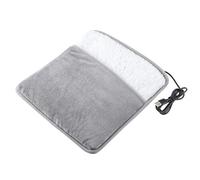 Bemonew Calentador de pies eléctrico para Cama Suave y cómodo 28 x 28 x 2, 5 cm Calentamiento rápido Lavable Color Gris para Debajo del Escritorio y Oficina.