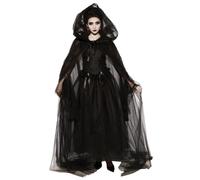 Bemonew Disfraz de bruja para mujer, 1 juego, disfraz de novia fantasma bordado renacentista vintage, fantasma negro espeluznante para Halloween, cosplay, mansión encantada, XL