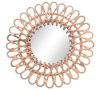 Bemonew Espejo de Mimbre Espejo de ratán Tejido a Mano decoración de la habitación Boho de Color Caqui