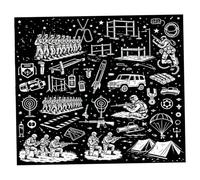 Bemonew Manta para colorear de bricolaje con 24 marcadores, colorea tu propia manta, mantas de tela suave para arte creativo y uso acogedor, blanco y negro