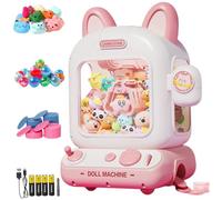Bemonew Máquina de Garras para niños con luz y música Mini máquina expendedora con Huevo Sorpresa de los y Moneda de Juego USB/Juguete para niños pequeños con Pilas para Fiestas de cumpleaños, 10 pie