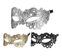 Bemonew Máscara de Mascarada de Encaje de 3 Piezas para Mujer Máscara Veneciana Negra, Dorada y Plateada para Fiesta