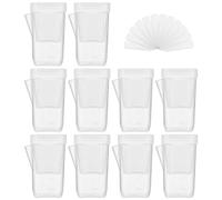 Bemonew Paquete de 10 macetas transparentes de riego automático con indicador de nivel de agua, macetas de 2 pulgadas para plantas, raíz desnuda pequeña con drenaje y mecha para suculentas