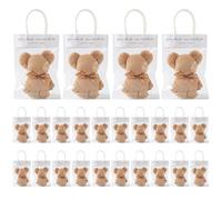 Bemonew Paquete de 24 toallas de oso, recuerdos de baby shower con diseño adorable, opción de invitado de terciopelo coral marrón café, se despliegan a paños suaves de 12 x 12 pulgadas para bodas