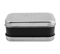 Bemonew Rallador de queso con recipiente, caja con 2 superficies de rejilla de acero inoxidable para cocina, incluye cepillo de limpieza y tapa, para verduras