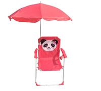 Bemonew Silla de playa para niños con paraguas, silla plegable para exteriores con bonito estampado de panda, sillas para exteriores para playa y parque, color rojo