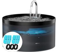 BEMOONY Fuente para Gatos, 6 Piezas de Filtros + 3 Piezas Esponjas, 3.2L Bebedero Gatos, Fuente Gatos Bomba Ultrasilenciosa con Luz Led, Filtración Profunda, DepóSito de Agua TranslúCido