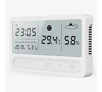 Bemvp 1 Unid LCD Temperatura Digital Medidor Humedad USB Recargable Recargable Inicio Indoor Higrómetro Exterior Termómetro Estación Meteorológica Calibrador Reloj