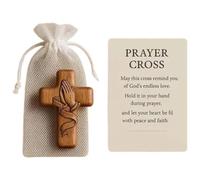 Bemvp Cruz De Madera, Cruz De Madera Reconfortante Y Antiestrés, Cruz De Oración para Mano, Cruz De Bolsillo para Abrazar Y Orar (Regalo Religioso)